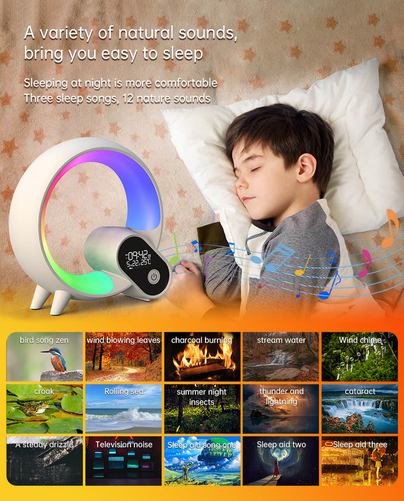 Creative Q Light Analog Sunrise Digital Display Alarm Clock Bluetooth Audio Intelligent Wake-up Q Colorful Atmosphere Light - American Smart