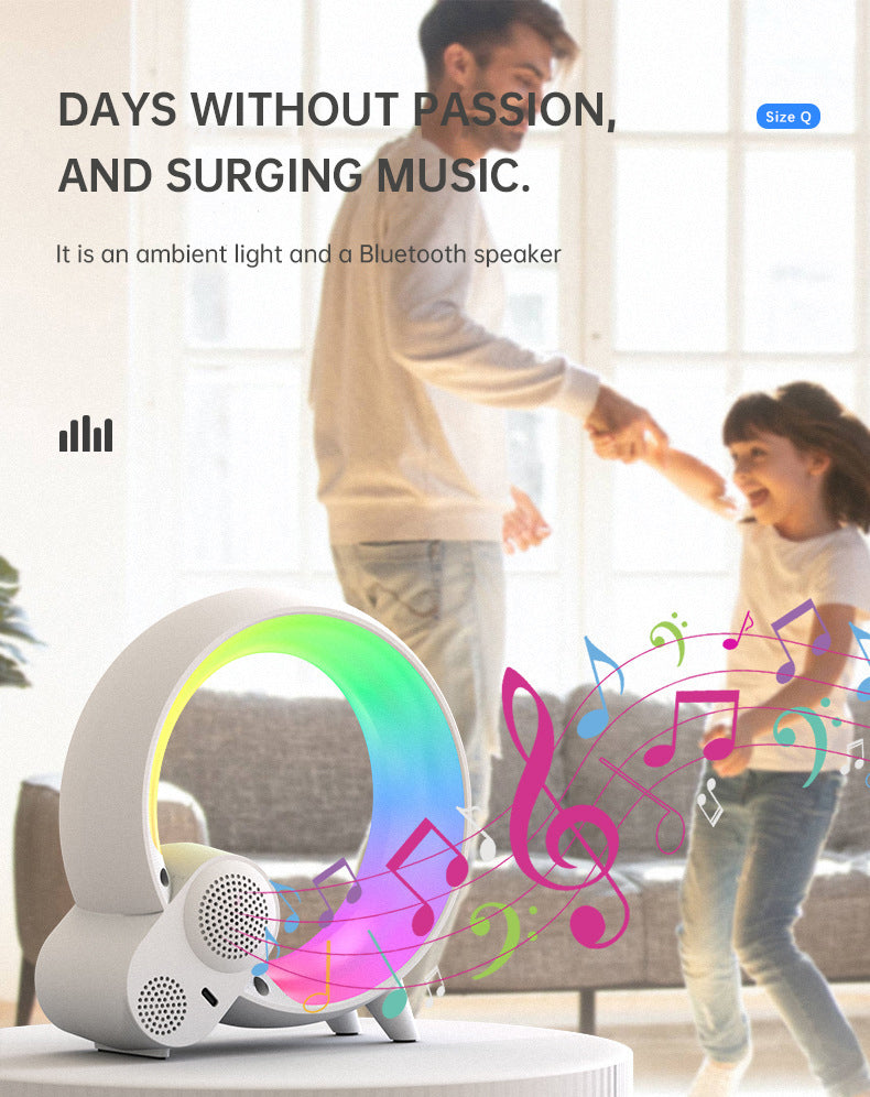 Creative Q Light Analog Sunrise Digital Display Alarm Clock Bluetooth Audio Intelligent Wake-up Q Colorful Atmosphere Light - American Smart