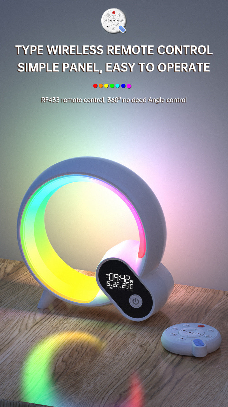 Creative Q Light Analog Sunrise Digital Display Alarm Clock Bluetooth Audio Intelligent Wake-up Q Colorful Atmosphere Light - American Smart