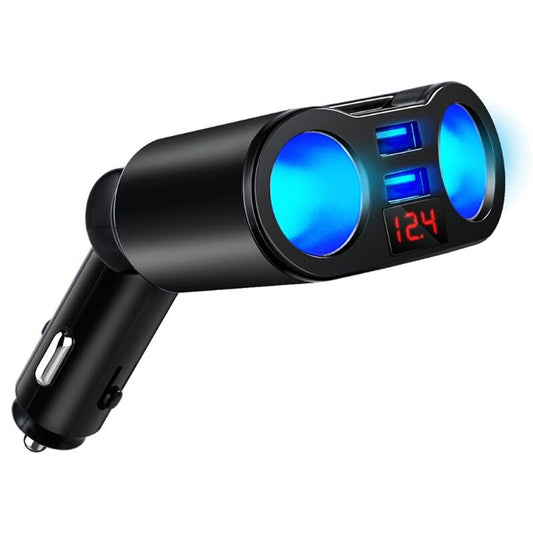 American Smart 12V/24V car power socket splitter with dual USB QC3.0 charger, LED voltmeter, suitable for mobile phones, tablets, GPS.