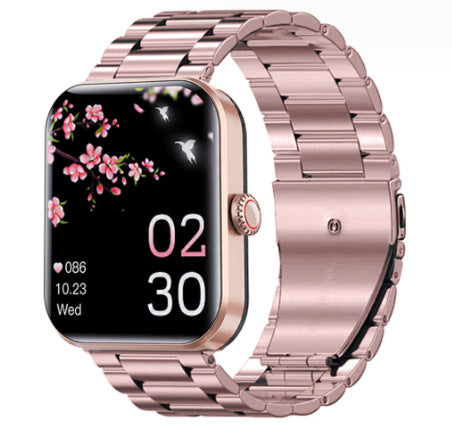 American Smart F57L sports wristband smartwatch displaying heart rate, blood pressure, body temperature, and Bluetooth connectivity.