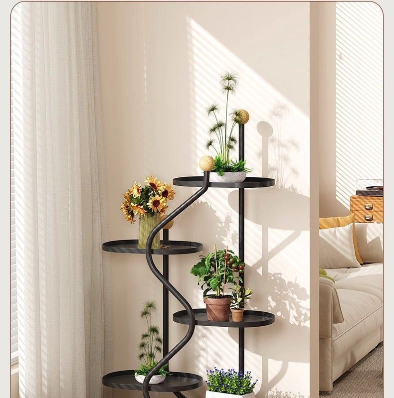 Floor-standing flower rack from American Smart EP for living room storage, featuring multiple tiers for displaying plants.