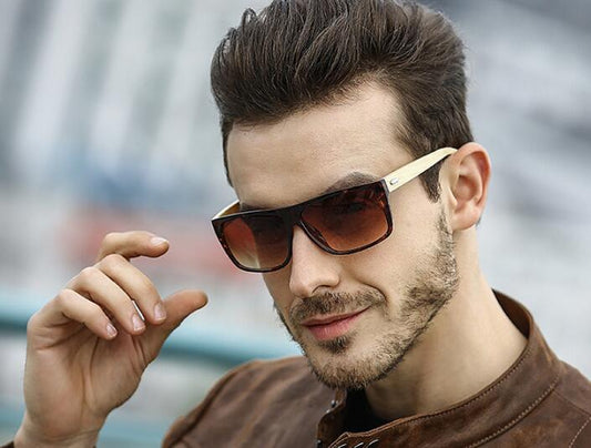 Men's driving sunglasses with bamboo legs, UV400 protection, classic design, high-quality outdoor eyewear by American Smart EP.