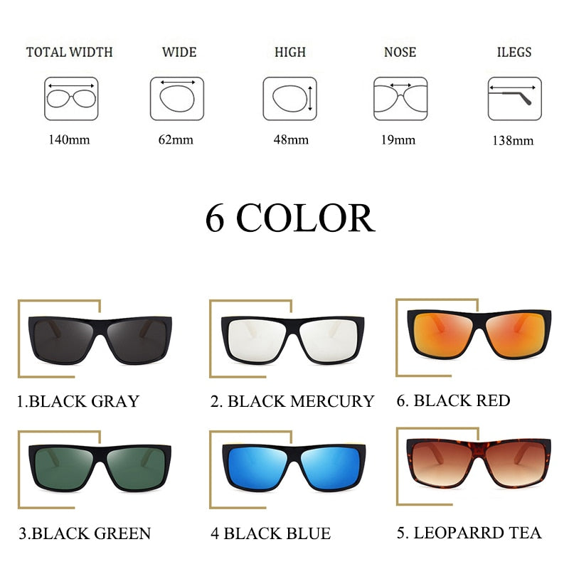 Men's driving sunglasses with bamboo arms and UV400 protection, stylish outdoor Gafas de Sol for men by American Smart - EP