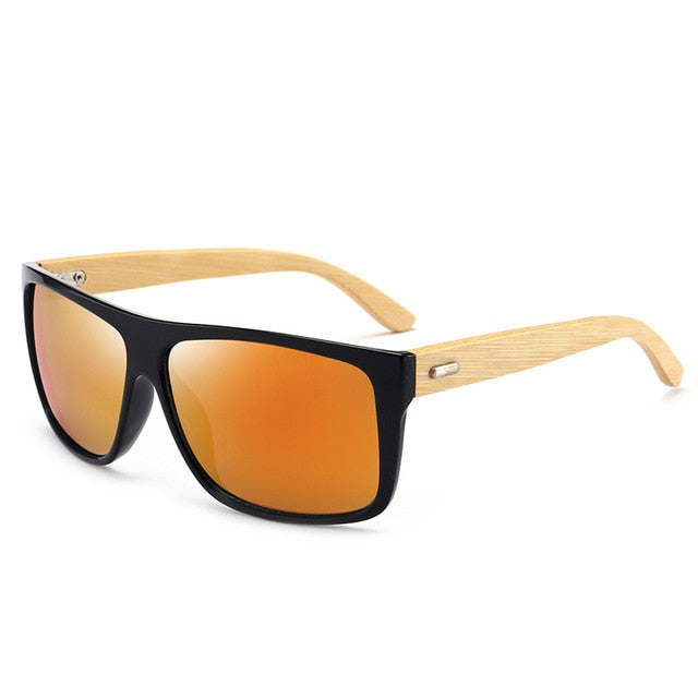 Men's driving sunglasses with bamboo legs, UV400 protection, stylish classic design, and high-quality outdoor sun glasses.