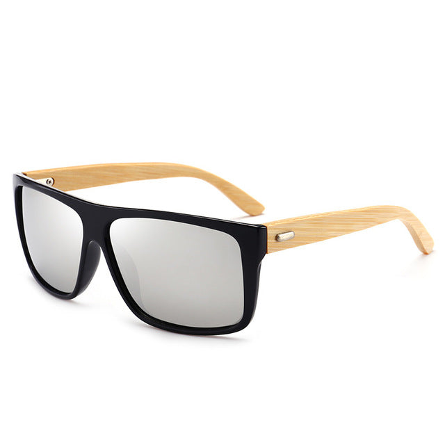 Men's driving sunglasses with bamboo arms, UV400 protection, and classic style by American Smart, outdoor eyewear for men.