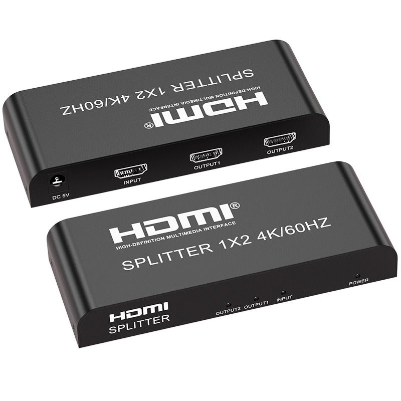 American Smart EP HDMI distributor 1x2 splitter showing a compact device with HDMI ports for 4K60Hz video distribution.