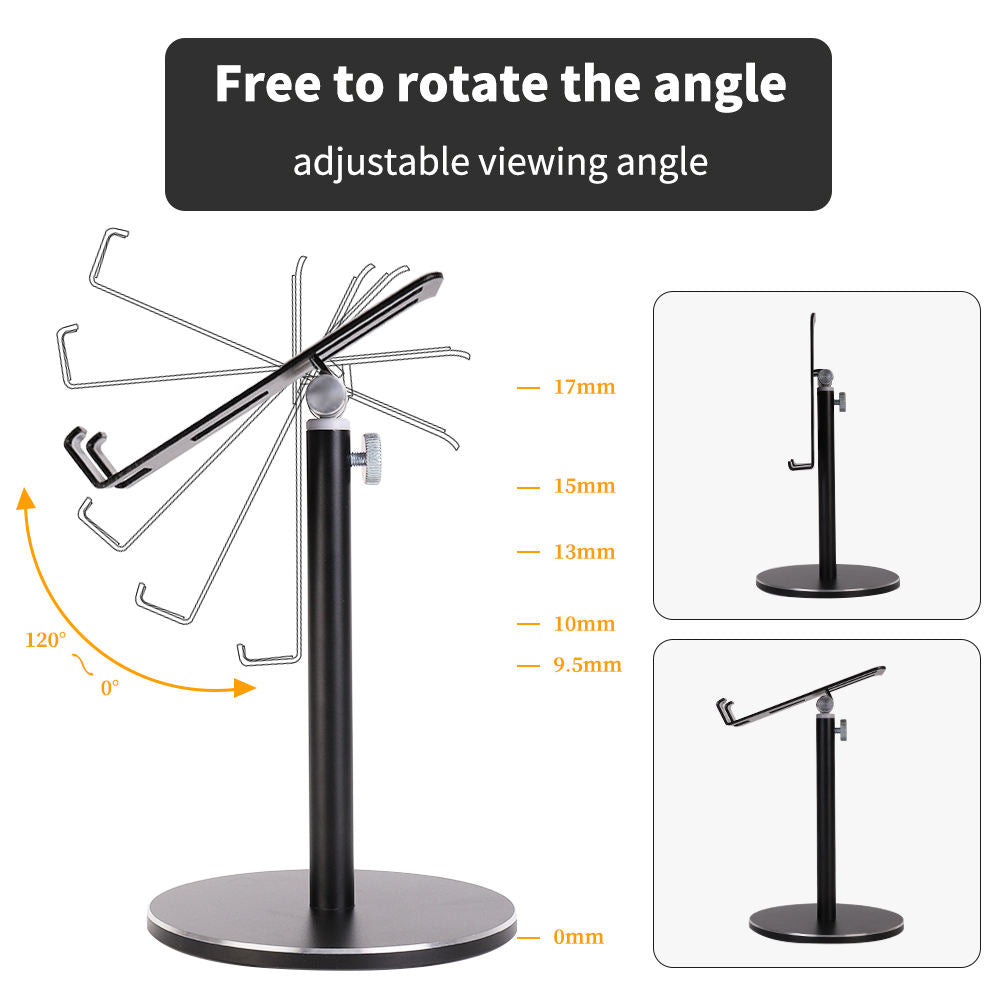 Adjustable aluminum desktop tablet and phone stand by American Smart EP, featuring height and angle adjustments for comfortable viewing.