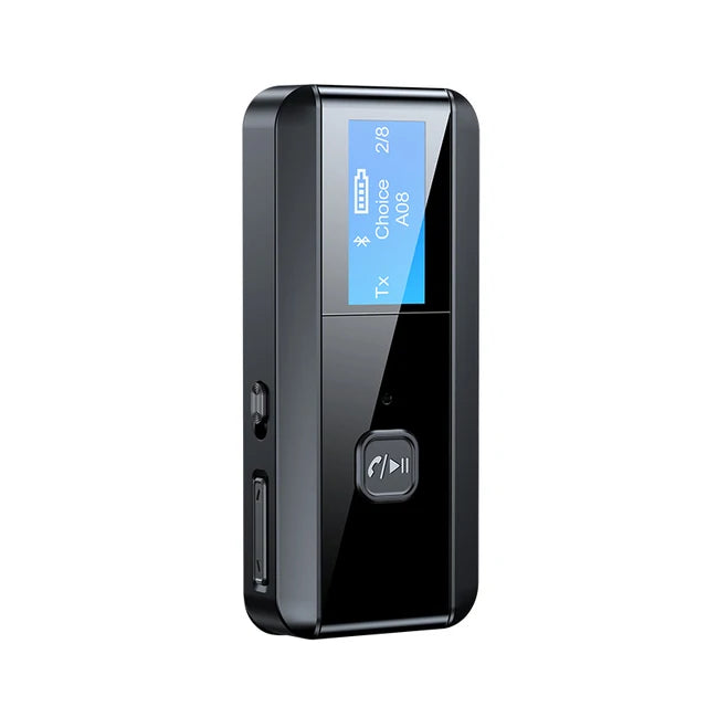 American Smart EP LCD display Bluetooth 5.0 audio receiver transmitter 2-in-1 adapter for computer, TV, and speakers.
