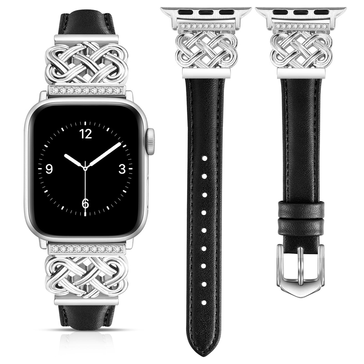 Apple Watch Strap with Chinese Knot and Diamond Inlay Metal Buckle for Series 1-10 and SE - American Smart