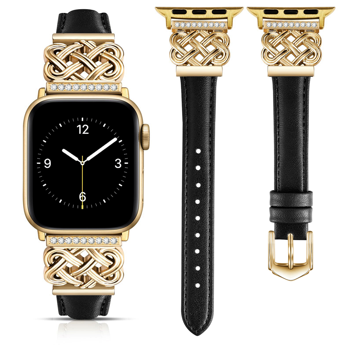 Apple Watch Strap with Chinese Knot and Diamond Inlay Metal Buckle for Series 1-10 and SE - American Smart