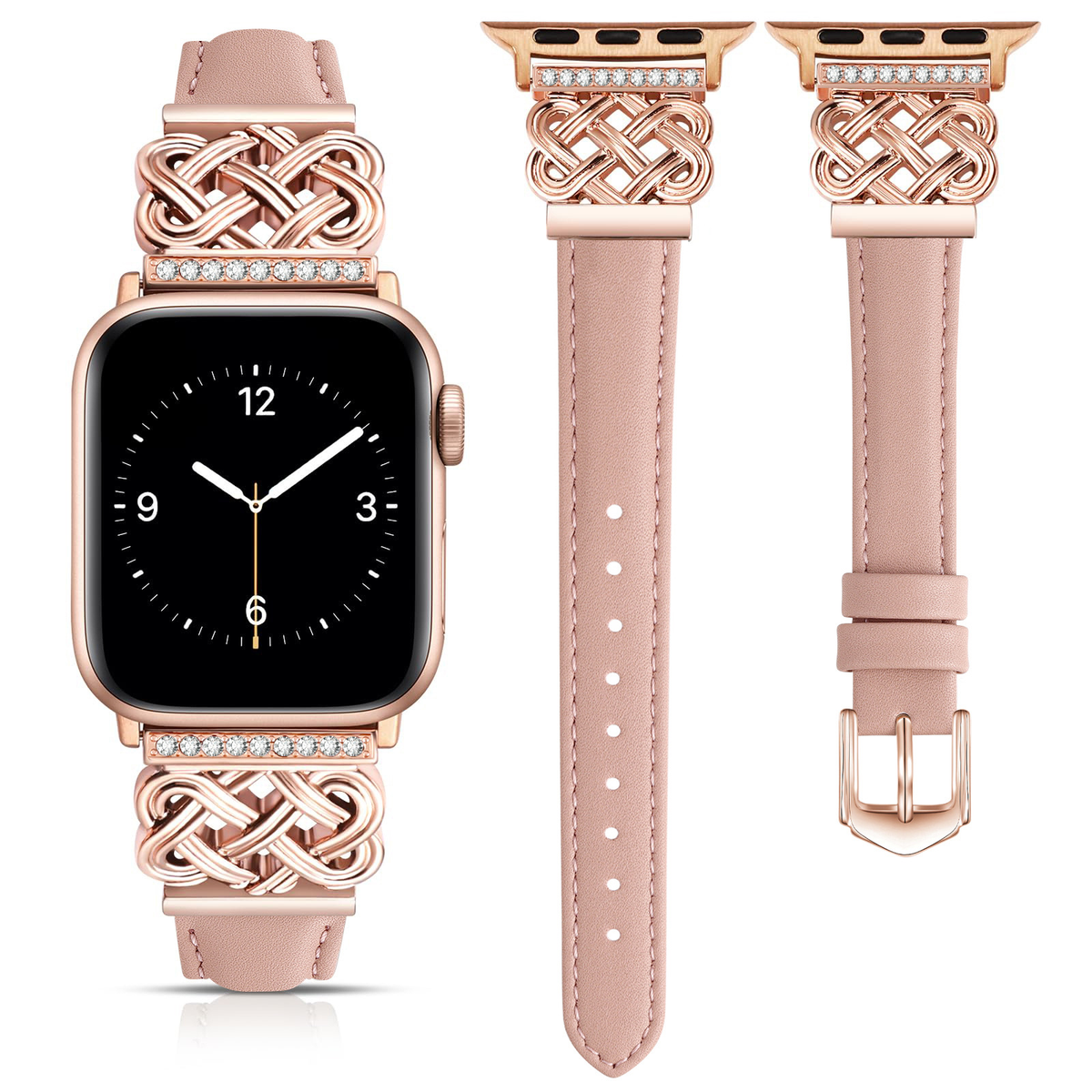 Apple Watch Strap with Chinese Knot and Diamond Inlay Metal Buckle for Series 1-10 and SE - American Smart