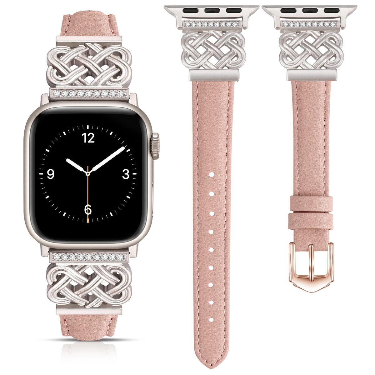 Apple Watch Strap with Chinese Knot and Diamond Inlay Metal Buckle for Series 1-10 and SE - American Smart