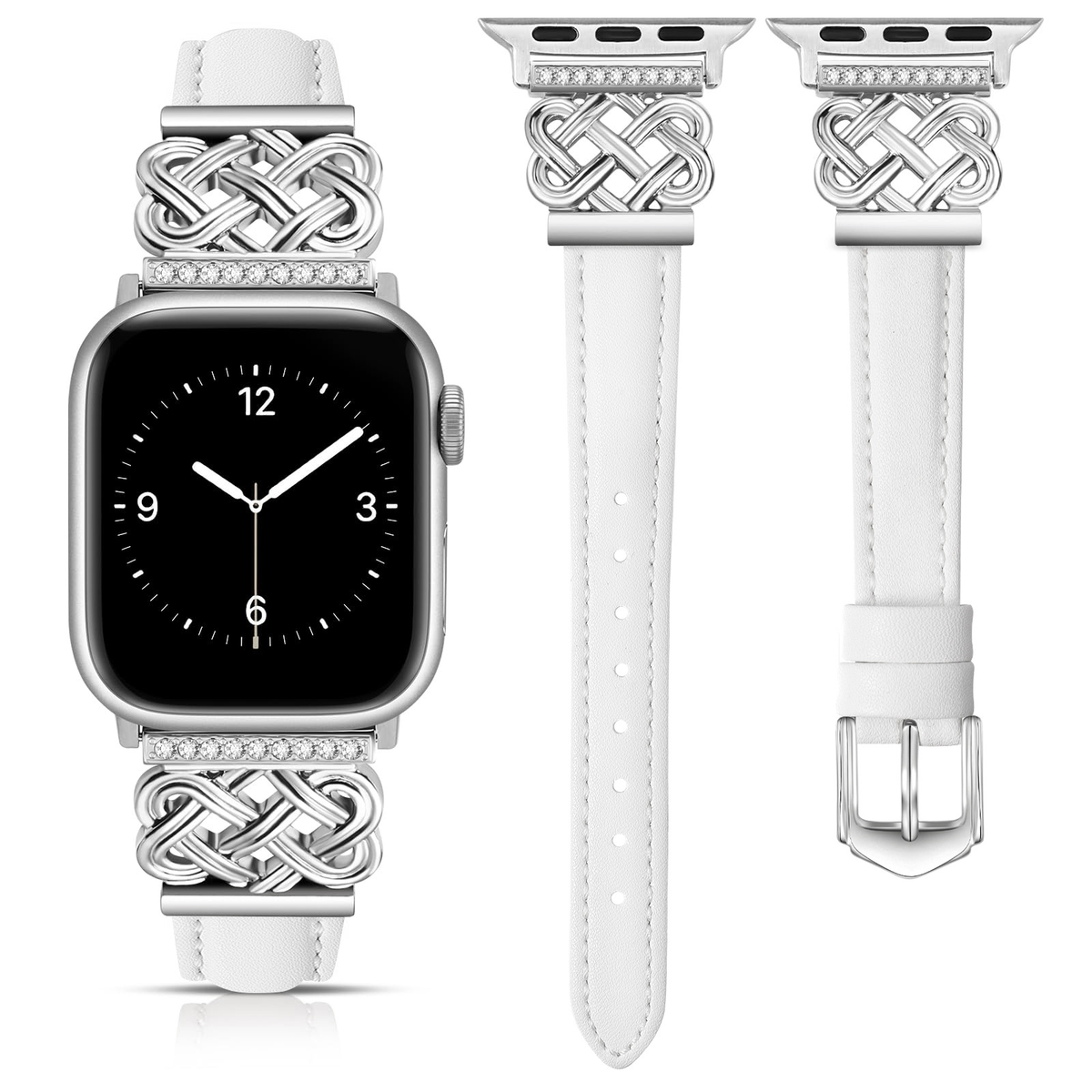 Apple Watch Strap with Chinese Knot and Diamond Inlay Metal Buckle for Series 1-10 and SE - American Smart