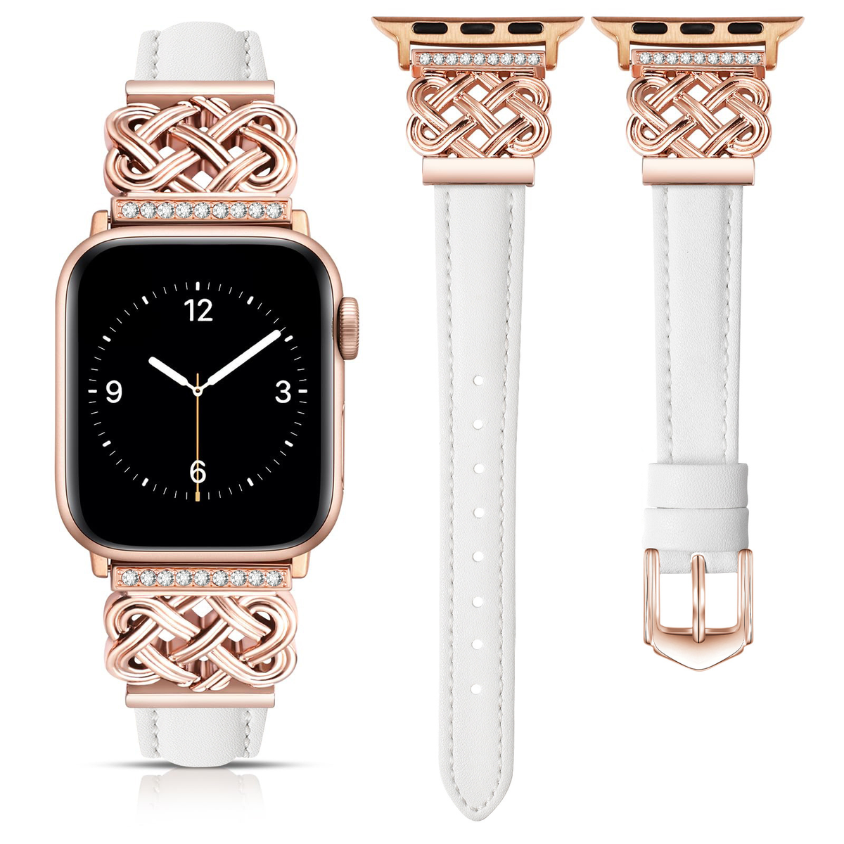 Apple Watch Strap with Chinese Knot and Diamond Inlay Metal Buckle for Series 1-10 and SE - American Smart