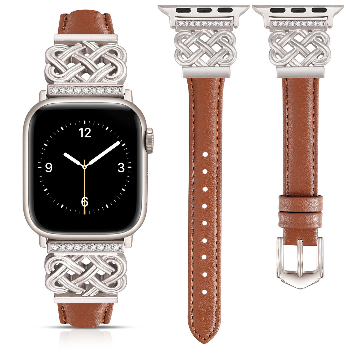 Apple Watch Strap with Chinese Knot and Diamond Inlay Metal Buckle for Series 1-10 and SE - American Smart