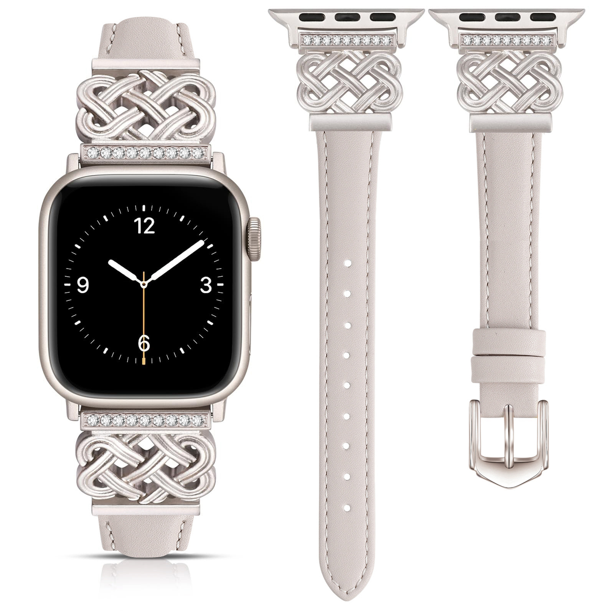 Apple Watch Strap with Chinese Knot and Diamond Inlay Metal Buckle for Series 1-10 and SE - American Smart