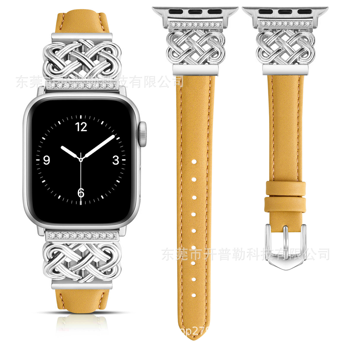 Apple Watch Strap with Chinese Knot and Diamond Inlay Metal Buckle for Series 1-10 and SE - American Smart