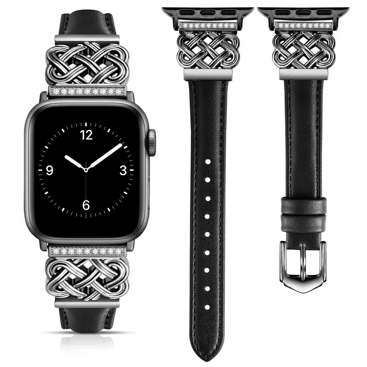 Apple Watch Strap with Chinese Knot and Diamond Inlay Metal Buckle for Series 1-10 and SE - American Smart
