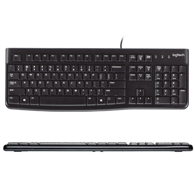 American Smart EP Logitech K120 wired waterproof keyboard for desktop and office use, featuring USB connection and ergonomic design