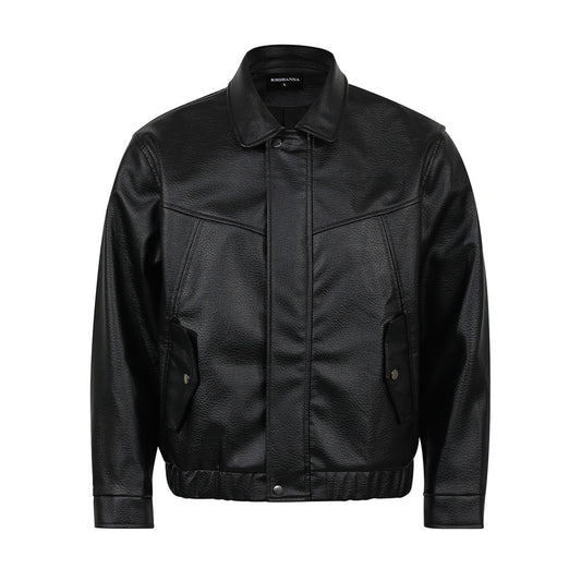 American Smart EP leather jacket featuring a classic design with visible stitching and a sleek, black finish.