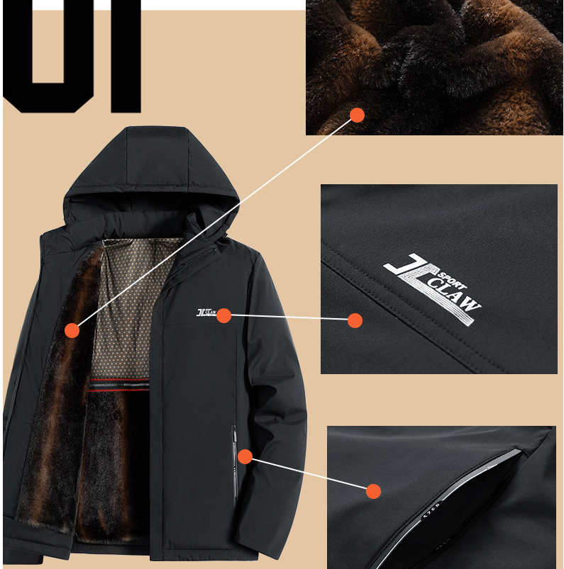 Men's mink fur autumn and winter casual cotton jacket by American Smart - EP, with thick fleece lining, suitable for middle-aged and elderly.