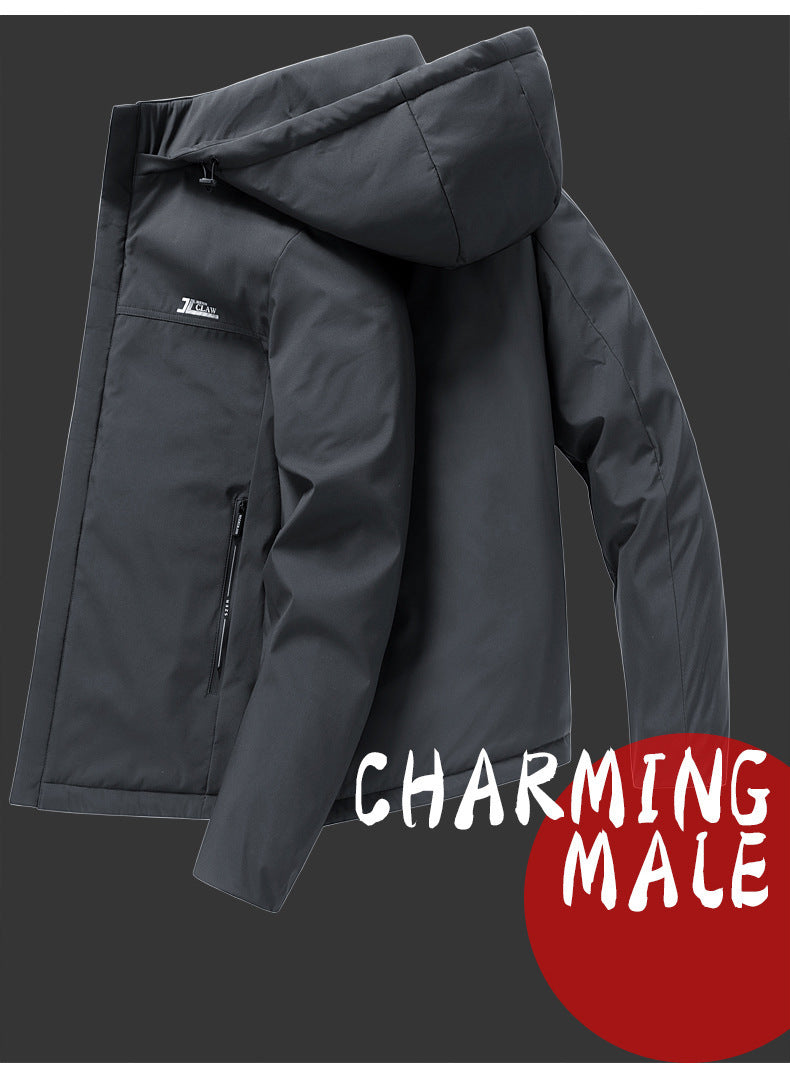 Men's mink fur winter jacket with fleece lining and casual cotton design, middle-aged men's outdoor and business apparel by American Smart.