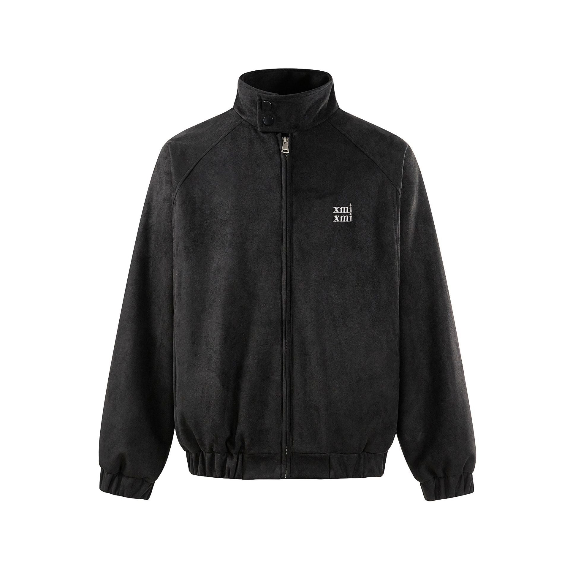 Velvet loose fit jacket with stand collar and simple embroidery from American Smart EP, stylish outerwear for women.