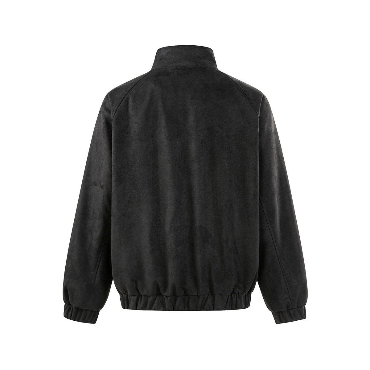 Velvet stand collar jacket with simple embroidery, loose fit, and stand collar in a stylish outerwear design by American Smart EP.