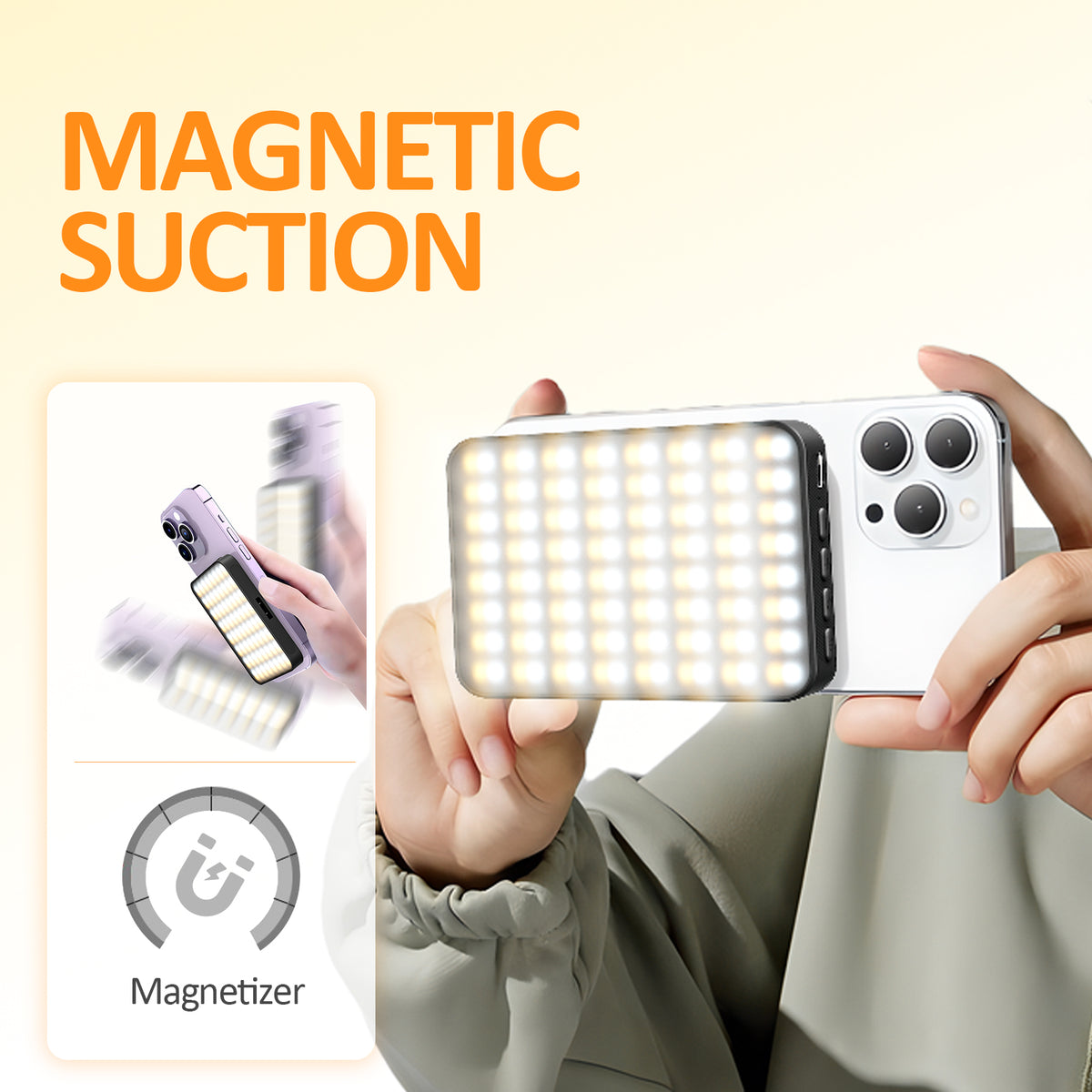 American Smart EP magnetic LED fill light for video calls, photography, and live broadcasts, compact pocket-sized camera light.