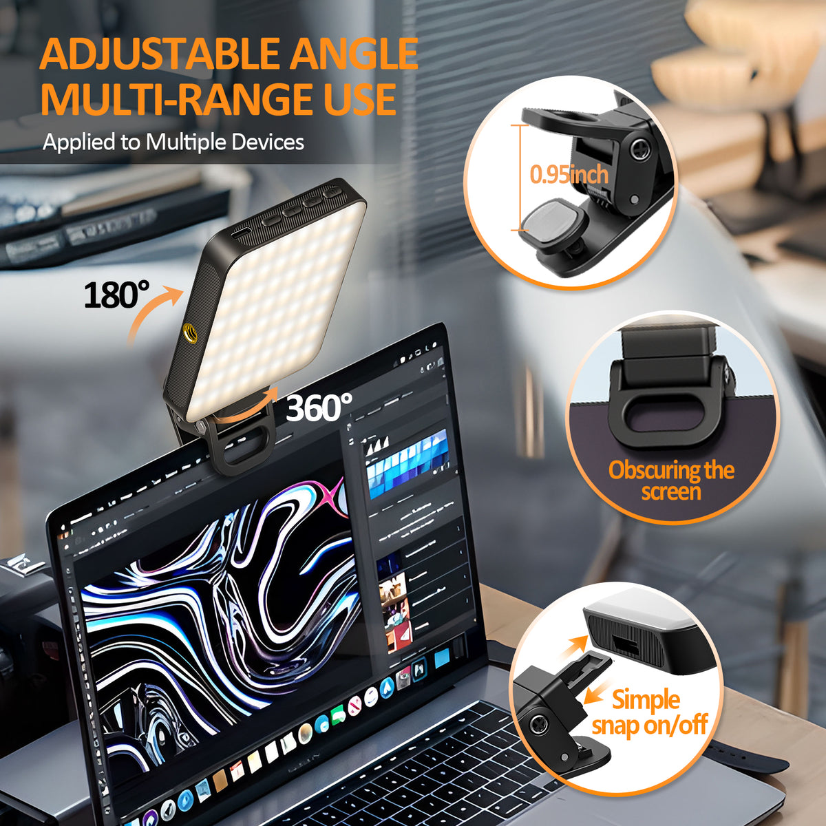 American Smart EP magnetic LED fill light for video calls, photography, and live streaming, featuring portable pocket design.