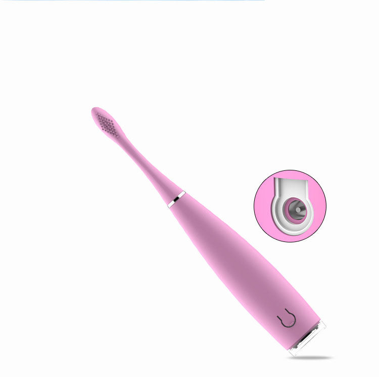 American Smart MCMELLCAO electric silicone toothbrush with rechargeable sonic cleaning technology, shown in close-up.