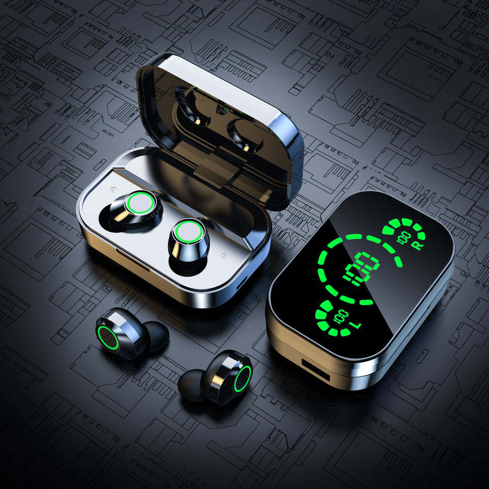 American Smart YD03 wireless Bluetooth earphones with in-ear design and high battery capacity, TWS true wireless stereo earbuds.