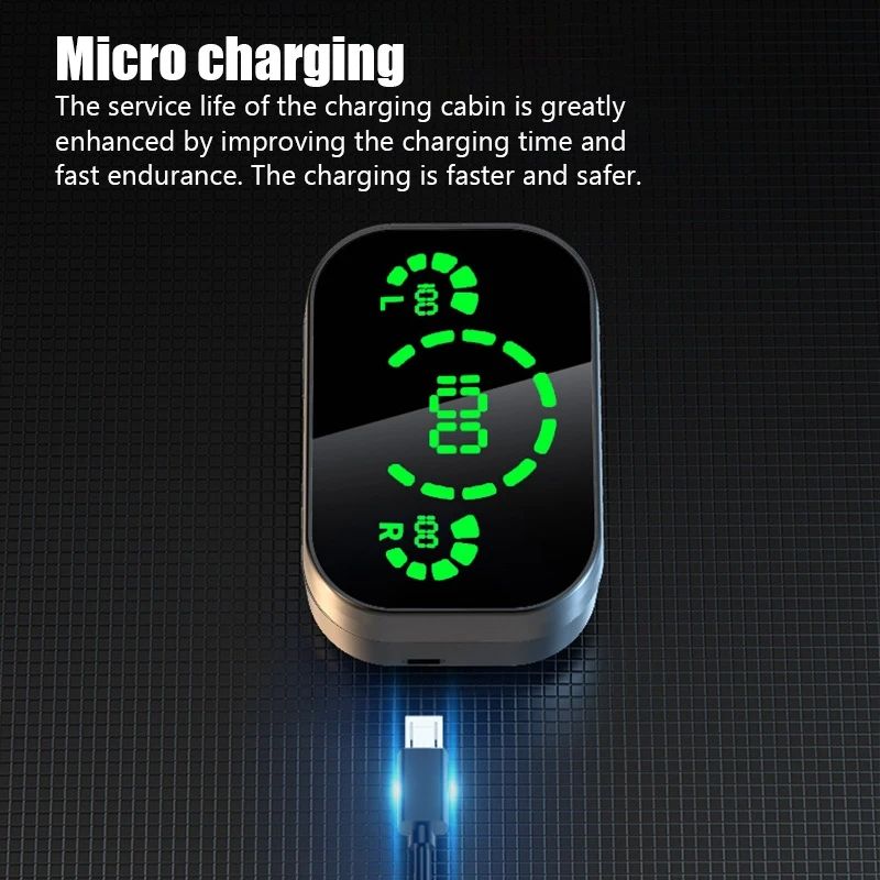 Wireless Bluetooth earphones American Smart EP YD03 digital mirror TWS in-ear earbuds with high battery capacity, in sleek black design