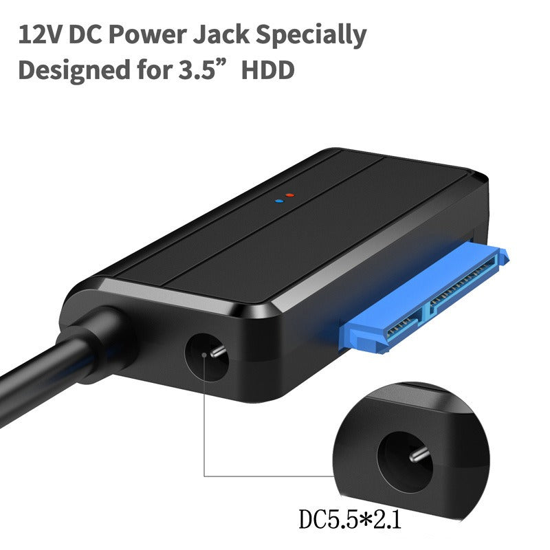 USB 3.0 to SATA hard drive data cable for 2.5" and 3.5" drives, American Smart EP brand, connected to a hard drive.