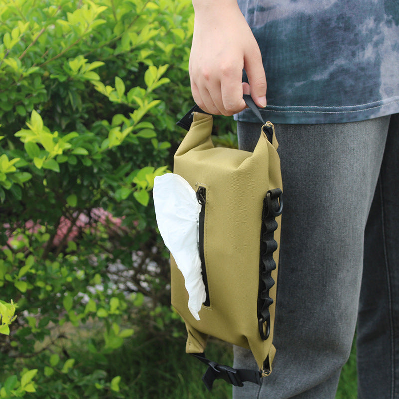 Camouflage waterproof canvas tissue storage bag by American Smart - EP, outdoor camping wet tissue paper box in square shape
