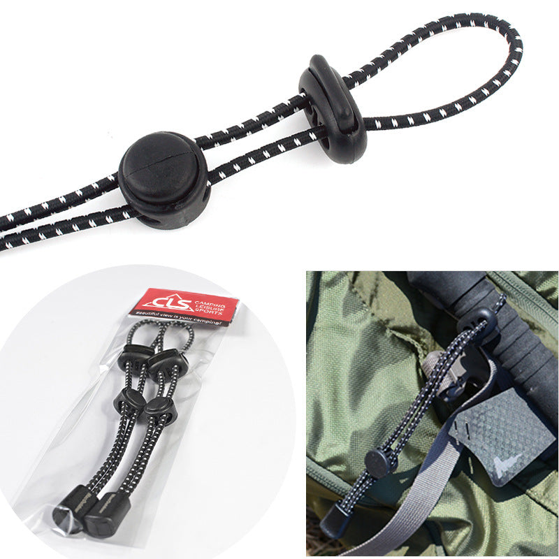 American Smart outdoor hiking backpack with external climbing poles, rope buckles, elastic binding, and hanging equipment.