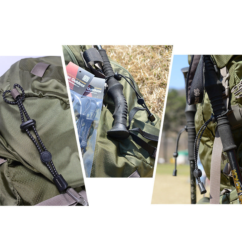 American Smart EP outdoor hiking backpack with external climbing poles, elastic rope binding, and hanging rope attachments.