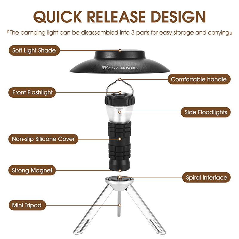 Outdoor lighthouse camping light by American Smart EP with LED, magnetic base, and portable emergency flashlight for tents and outdoor use.