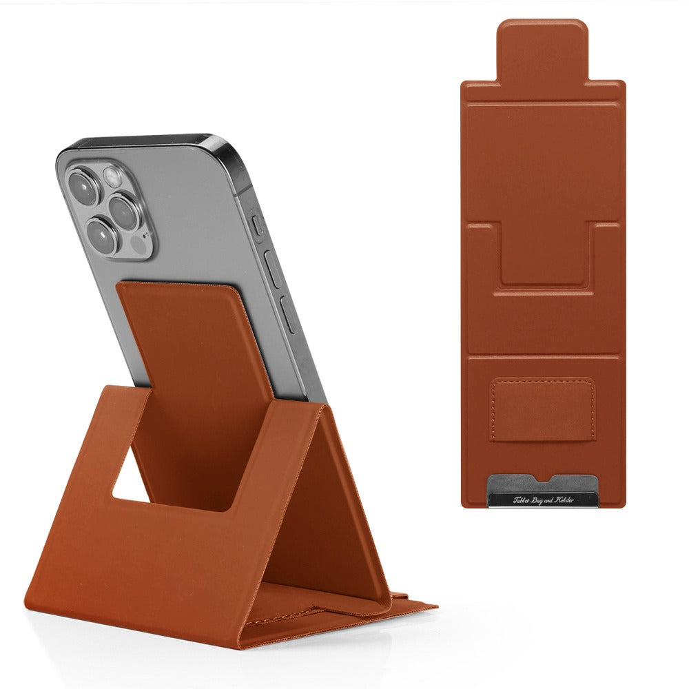 American Smart EP personalized mobile phone stand, ultra-thin folding desktop holder with PU leather for office use.