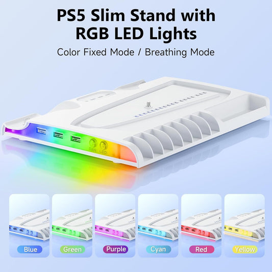 American Smart PS5 Slim dedicated charging dock with cooling fan, disc storage rack, and thin design for PS5 SLIM gaming console