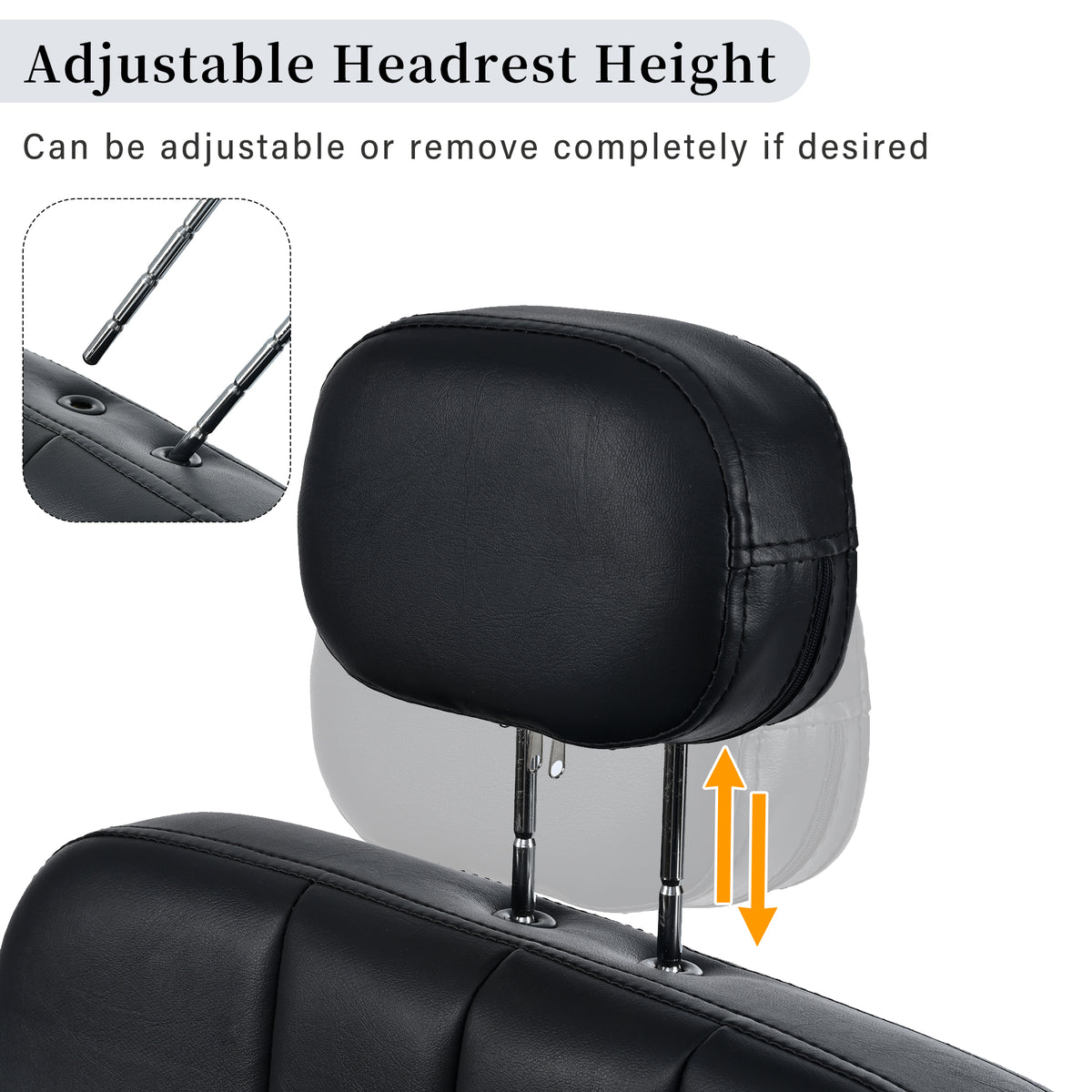 Black premium reclining barber salon chair with heavy-duty hydraulic pump and 360° rotation, ideal for hair stylists.