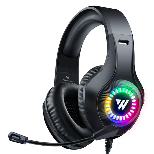 American Smart EP wired gaming headphones with luminous earphones, designed for e-sports on mobile phones and computers.