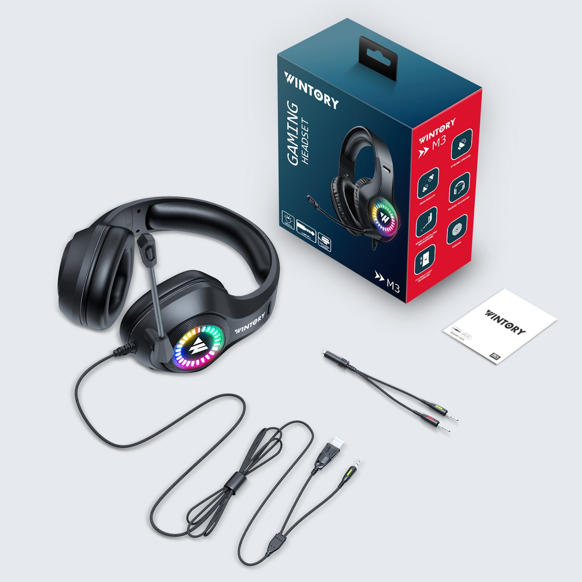 American Smart EP wired gaming headphones with luminous earphones, ideal for e-sports on mobile phones and computers.