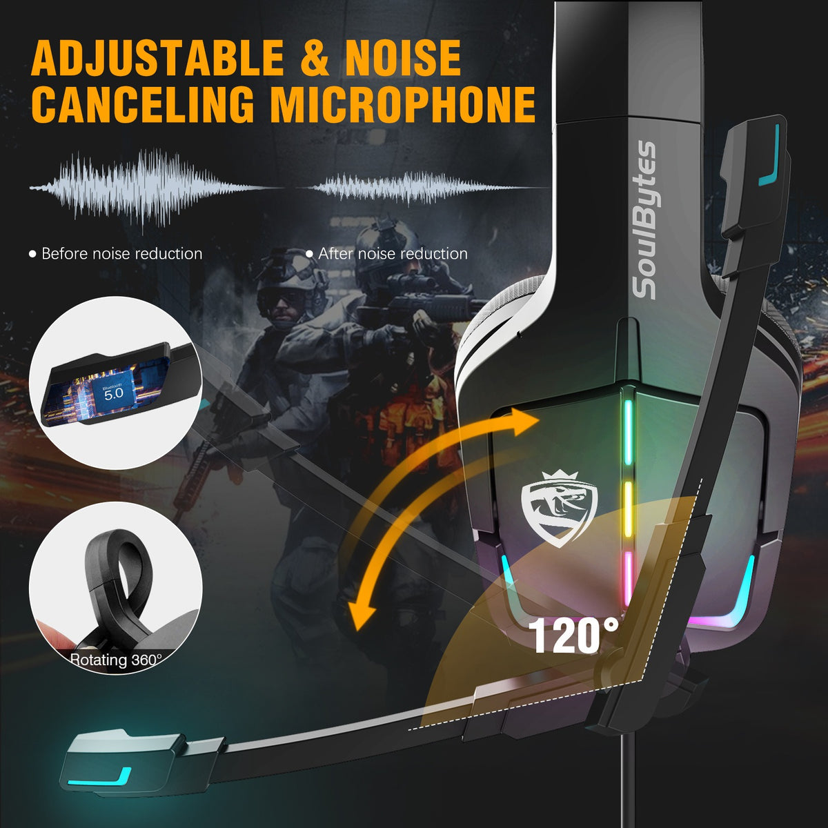 American Smart EP S12 wired gaming headset with RGB lighting, over-ear design, and adjustable headband for PC and PS4 gaming.