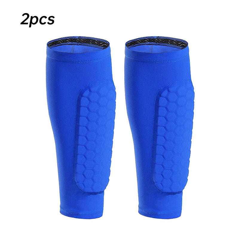 American Smart EP black honeycomb padded sport leg guards for soccer, skiing, basketball, and cycling, providing breathable anti-collision protection.