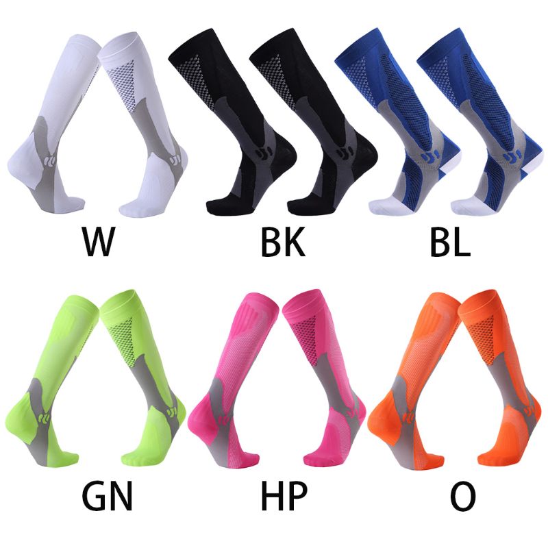 Men's knee-high compression sports socks by American Smart, designed for running, soccer, and cycling, made from durable polyester.