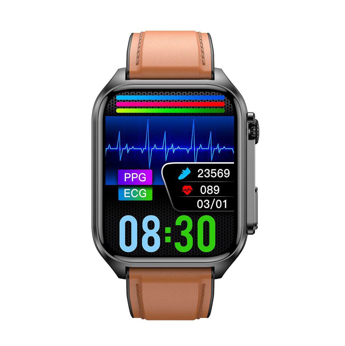 American Smart TK12ECG blood sugar smart watch with ECG, blood pressure, oxygen, sleep monitoring, and call alert features.