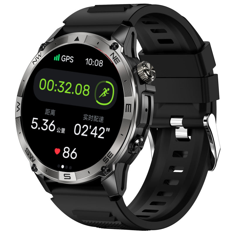 American Smart GPS sports watch with digital display showing cycling, running, swimming modes, waterproof design, and timing features.