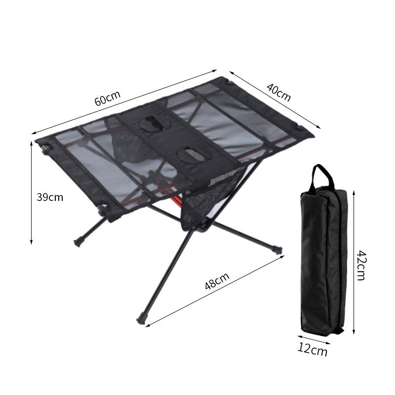 Portable American Smart EP ultra-light folding camping table with cup holder and mobile phone pocket, ideal for outdoor picnics and barbecues.